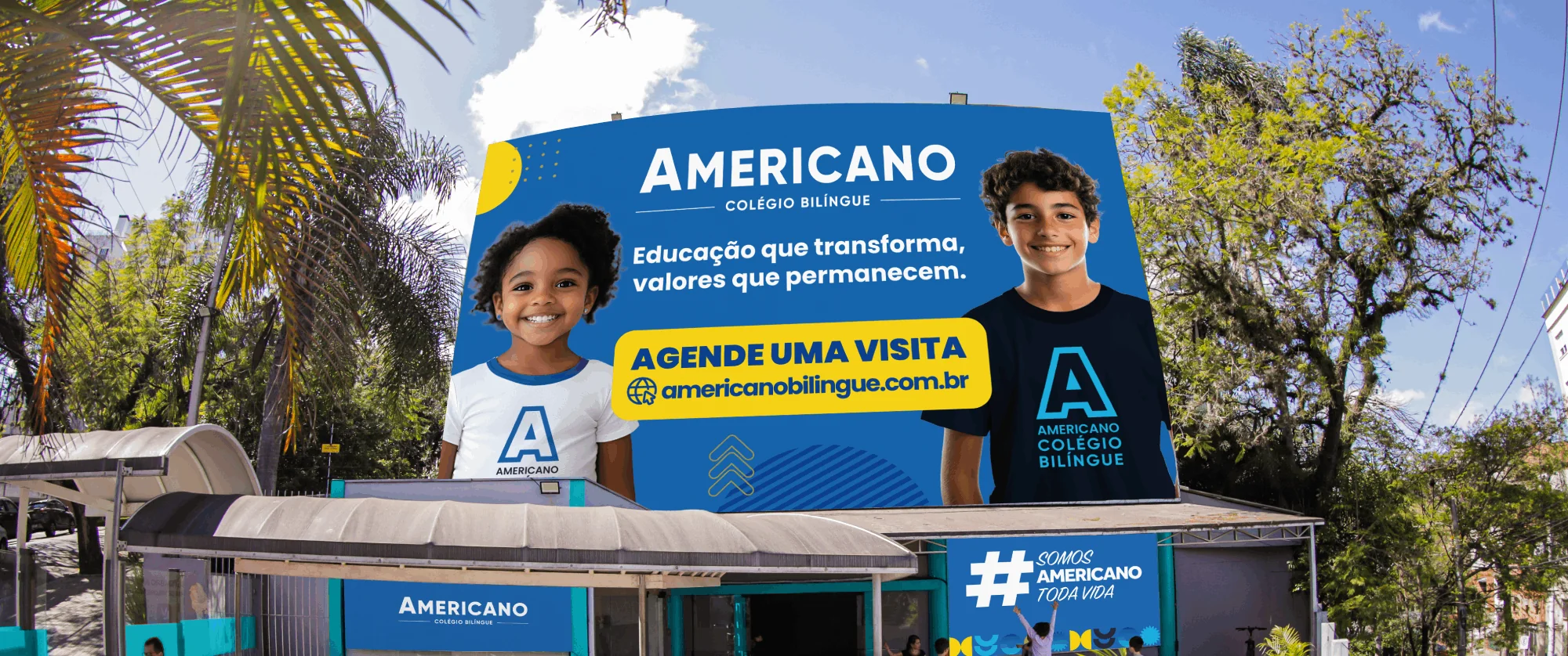 Fachada da unidade Rio Branco do Colégio Americano Bilíngue